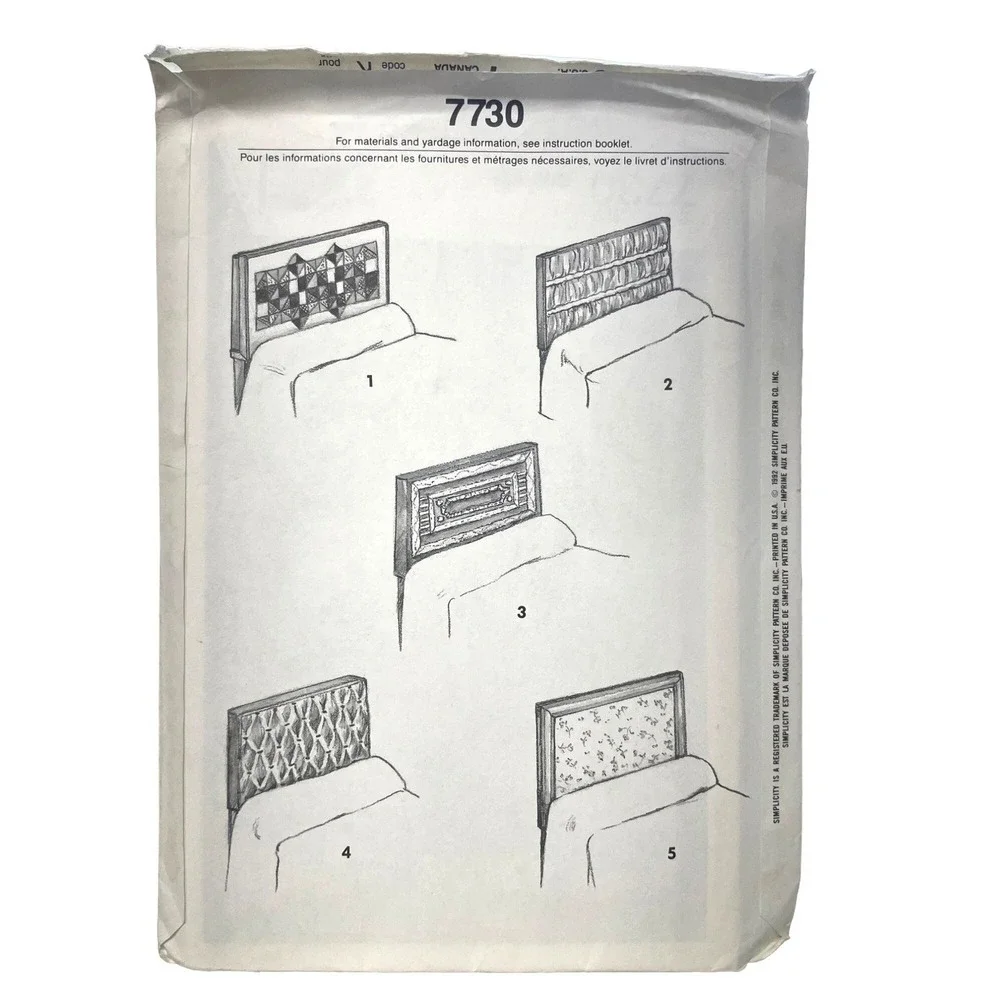 Simplicity‎ Sewing Pattern 7730 Fabric Headboard